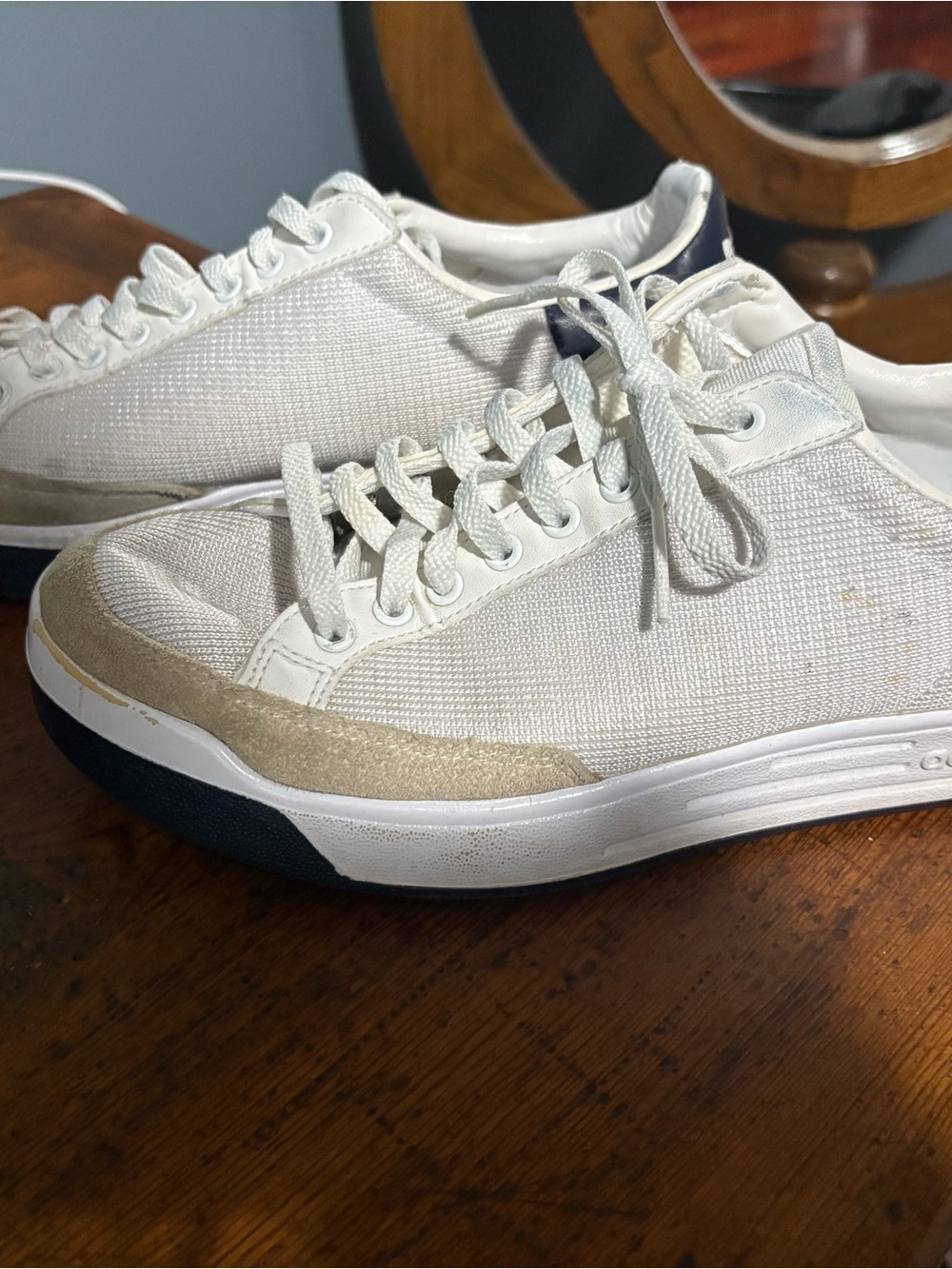 Adidas Men's White Canvas Low-Top Sneakers with Beige Trim